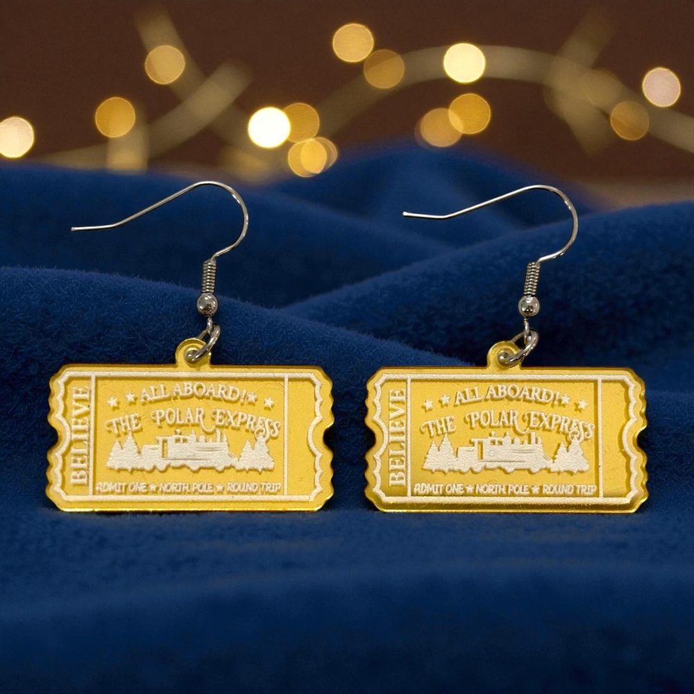 Polar Express Ticket Earrings